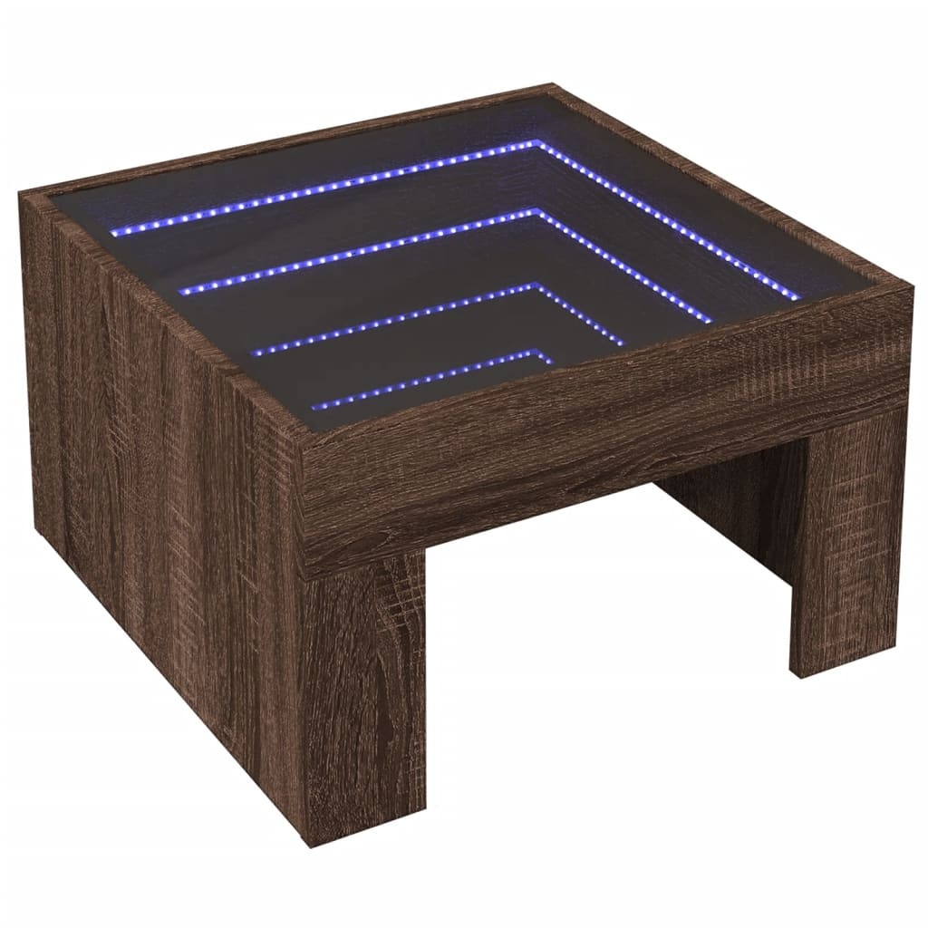 VidaXL Salontafel met Infinity LED 50x50x30 cm bruin eikenkleurig