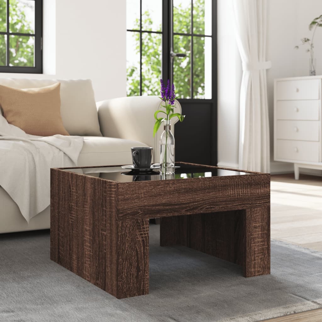 VidaXL Salontafel met Infinity LED 50x50x30 cm bruin eikenkleurig