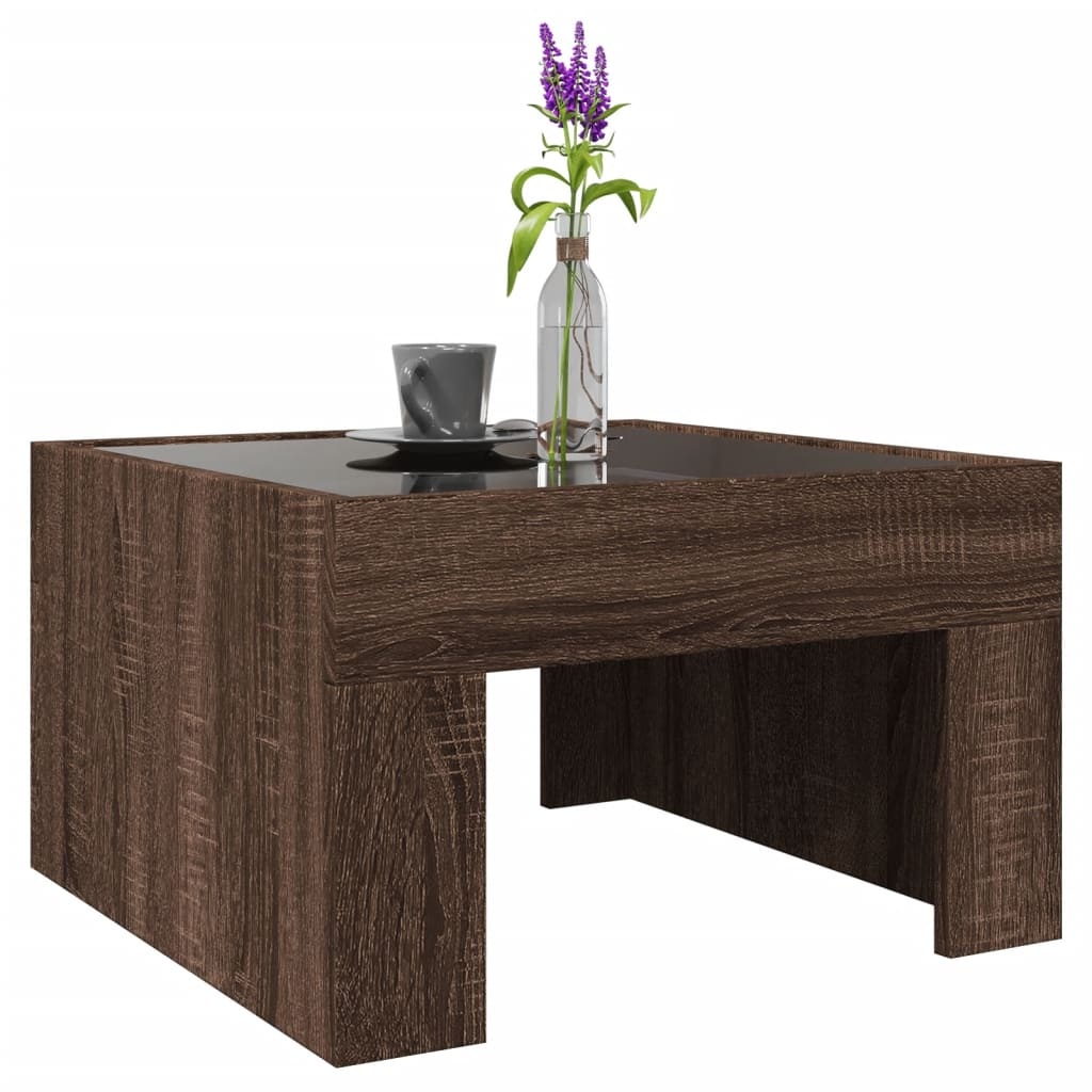 VidaXL Salontafel met Infinity LED 50x50x30 cm bruin eikenkleurig