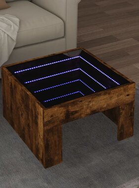 VidaXL Salontafel met Infinity LED 50x50x30 cm gerookt eikenkleurig