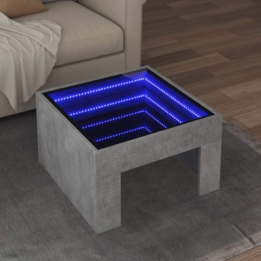 VidaXL Salontafel met Infinity LED 50x50x30 cm betongrijs