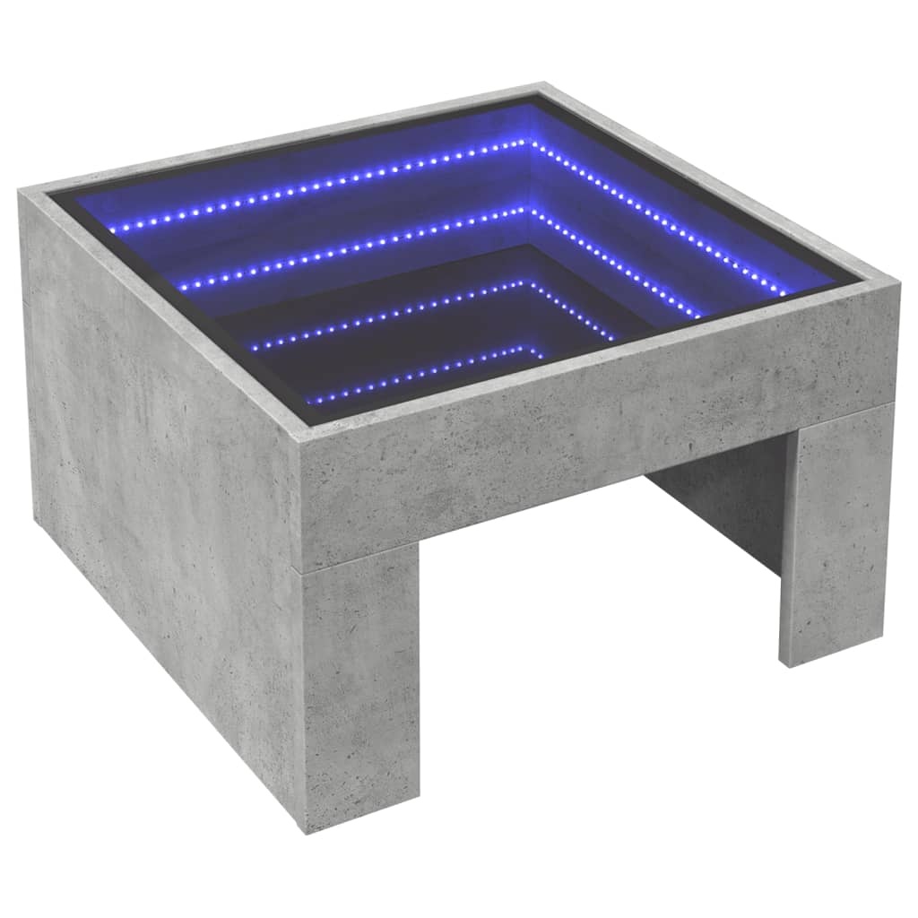 VidaXL Salontafel met Infinity LED 50x50x30 cm betongrijs