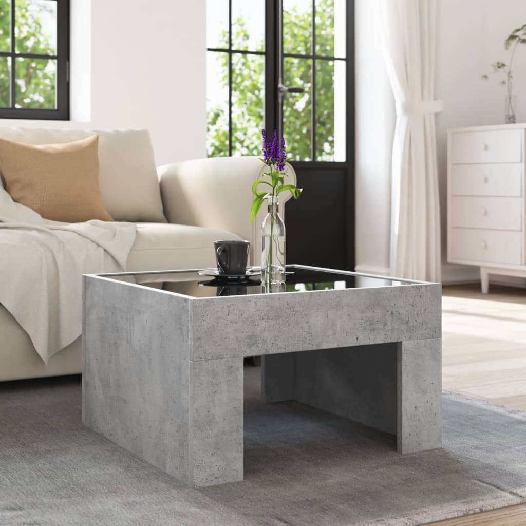 VidaXL Salontafel met Infinity LED 50x50x30 cm betongrijs