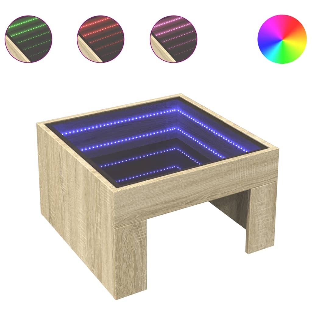 VidaXL Salontafel met Infinity LED 50x50x30 cm sonoma eikenkleurig