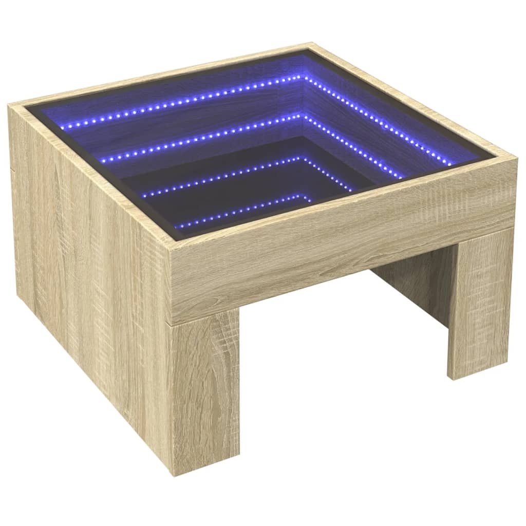VidaXL Salontafel met Infinity LED 50x50x30 cm sonoma eikenkleurig