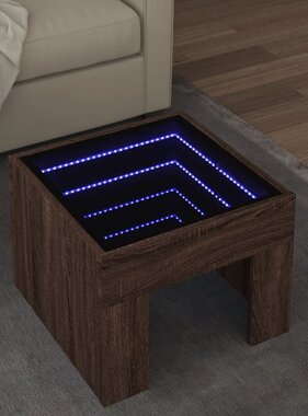 VidaXL Salontafel met Infinity LED 40x40x30 cm bruin eikenkleurig