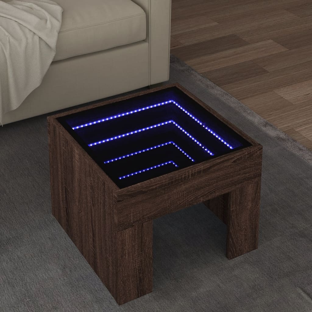 VidaXL Salontafel met Infinity LED 40x40x30 cm bruin eikenkleurig