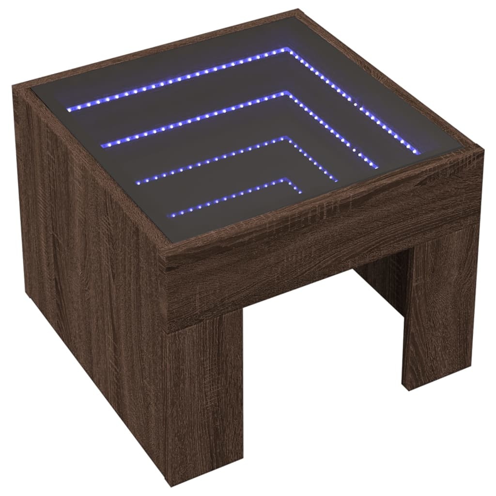 VidaXL Salontafel met Infinity LED 40x40x30 cm bruin eikenkleurig