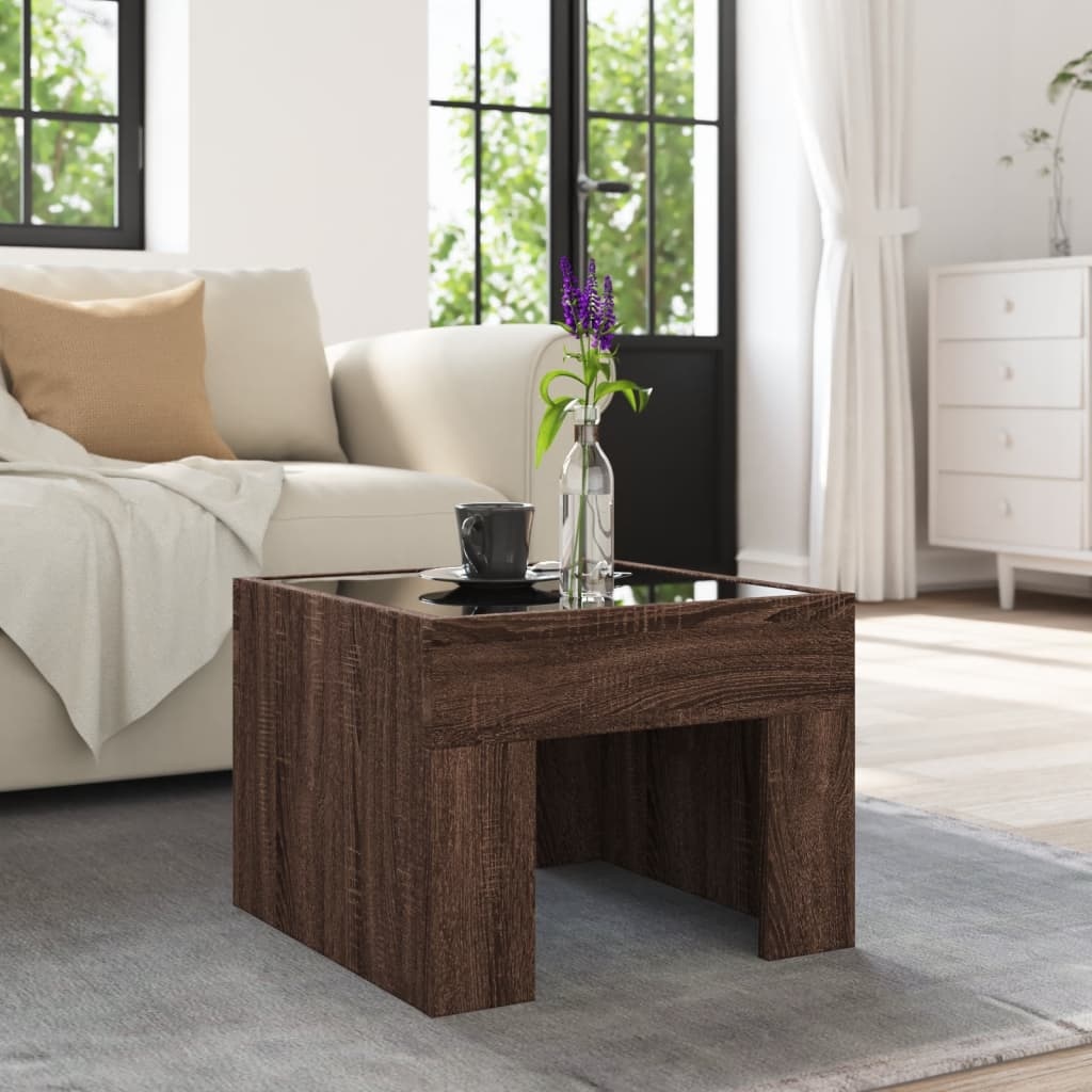 VidaXL Salontafel met Infinity LED 40x40x30 cm bruin eikenkleurig