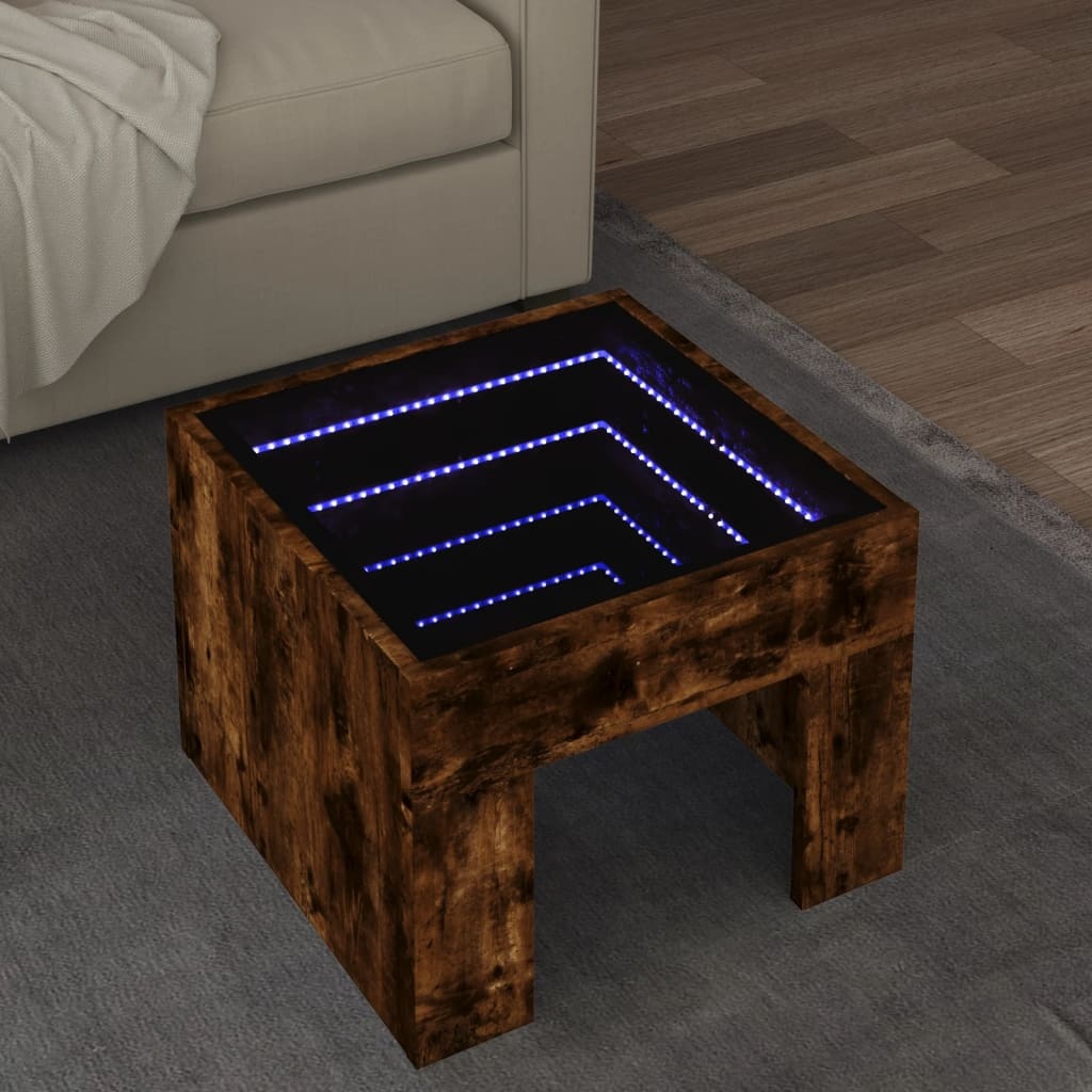 vidaXL Salontafel met Infinity LED 40x40x30 cm gerookt eikenkleurig