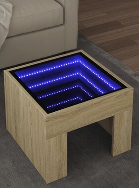 VidaXL Salontafel met Infinity LED 40x40x30 cm sonoma eikenkleurig