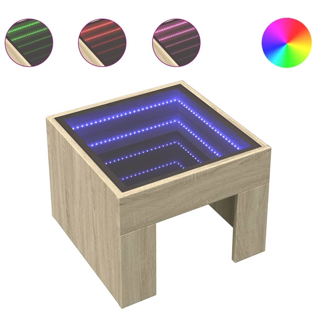 VidaXL Salontafel met Infinity LED 40x40x30 cm sonoma eikenkleurig
