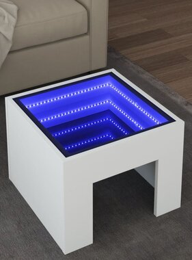 VidaXL Salontafel met Infinity LED 40x40x30 cm wit