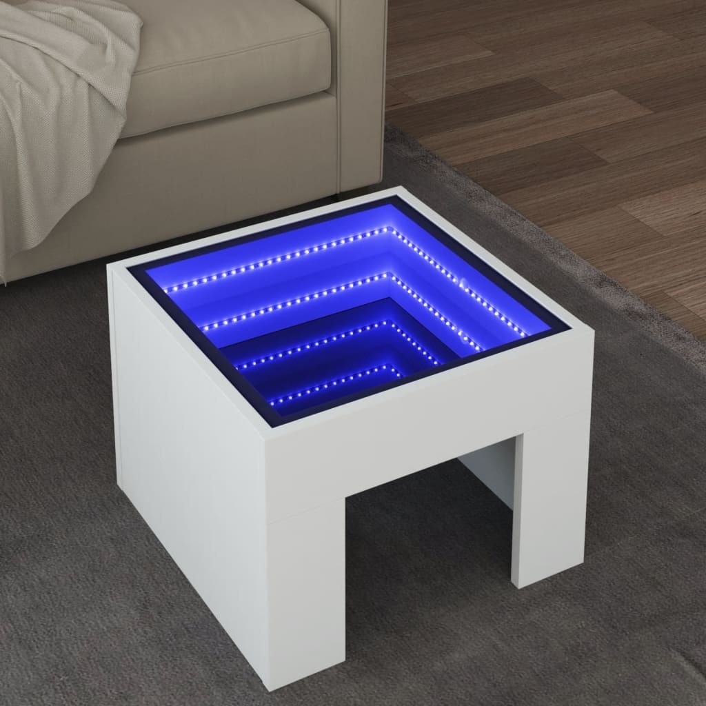VidaXL Salontafel met Infinity LED 40x40x30 cm wit