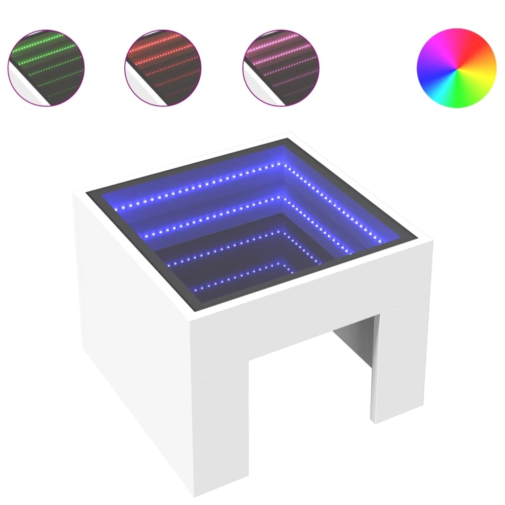 VidaXL Salontafel met Infinity LED 40x40x30 cm wit
