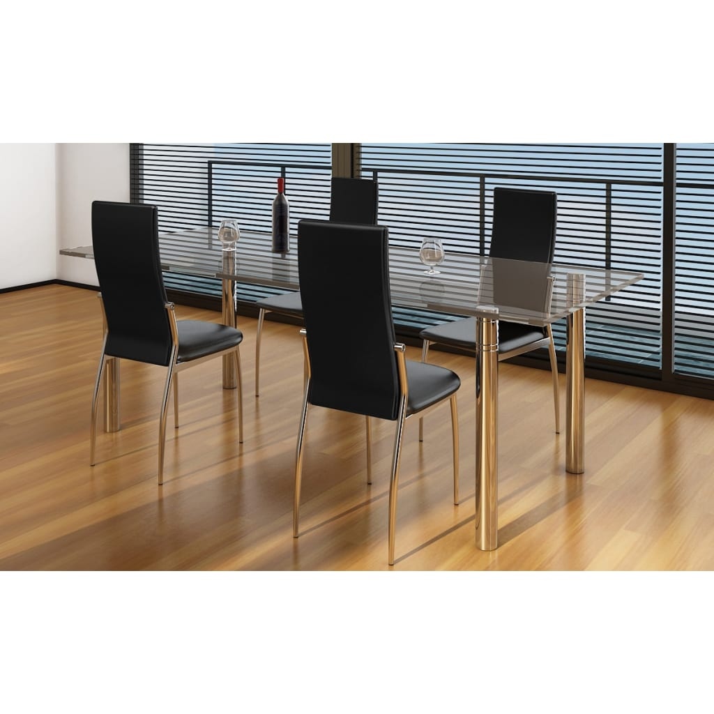 VidaXL Eetkamerstoelen 4 st kunstleer zwart