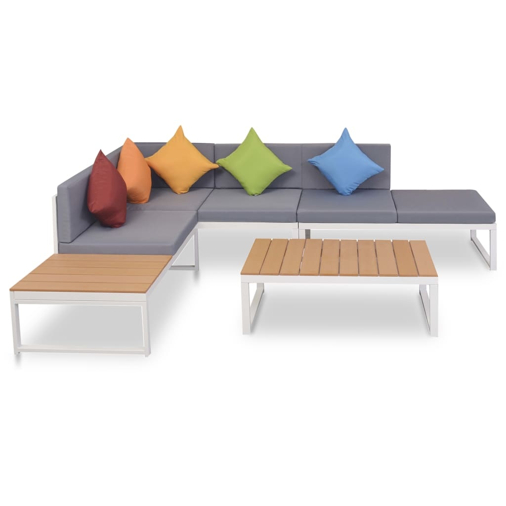VidaXL 4-delige Loungeset met kussens aluminium en HKC