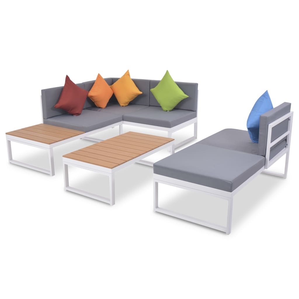 VidaXL 4-delige Loungeset met kussens aluminium en HKC