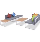 VidaXL 4-delige Loungeset met kussens aluminium en HKC