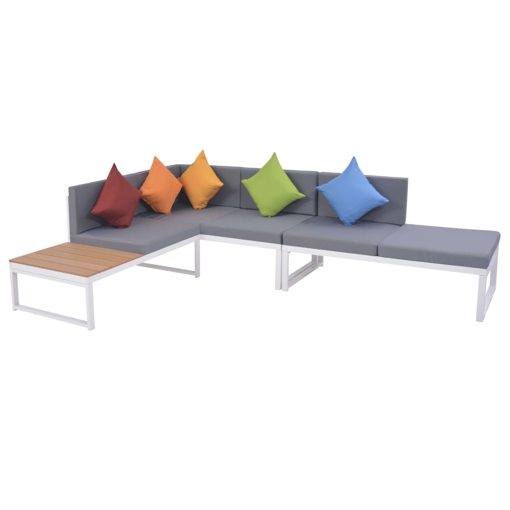 VidaXL 4-delige Loungeset met kussens aluminium en HKC