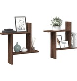 VidaXL Wandschappen 2 st 50x12x50 cm bewerkt hout bruin eikenkleurig