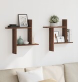 VidaXL Wandschappen 2 st 50x12x50 cm bewerkt hout bruin eikenkleurig