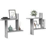 VidaXL Wandschappen 2 st 50x12x50 cm bewerkt hout grijs sonoma eiken