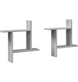 VidaXL Wandschappen 2 st 50x12x50 cm bewerkt hout grijs sonoma eiken