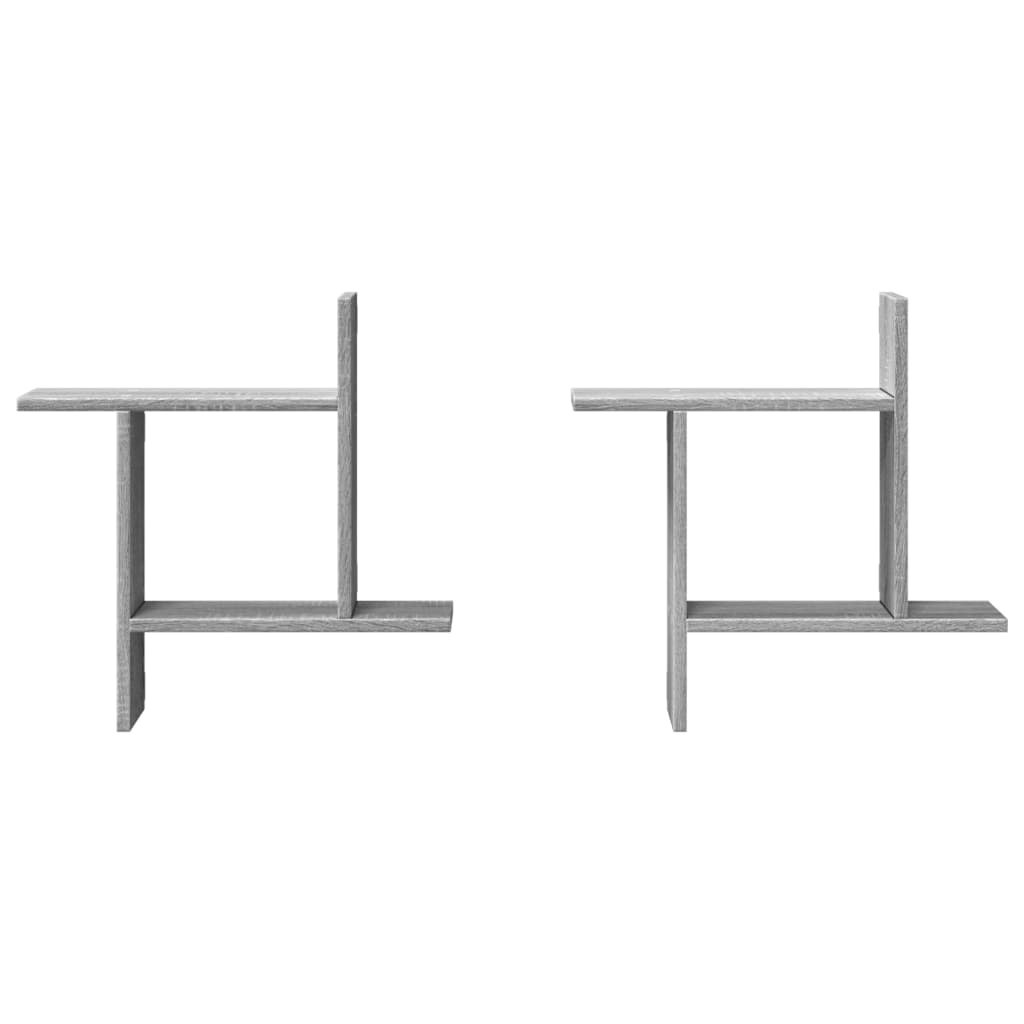 VidaXL Wandschappen 2 st 50x12x50 cm bewerkt hout grijs sonoma eiken