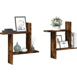VidaXL Wandschappen 2 st 50x12x50 cm bewerkt hout gerookt eikenkleurig
