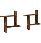 VidaXL Wandschappen 2 st 50x12x50 cm bewerkt hout gerookt eikenkleurig