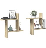 VidaXL Wandschappen 2 st 50x12x50 cm bewerkt hout sonoma eikenkleurig
