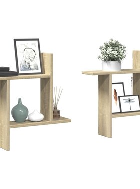VidaXL Wandschappen 2 st 50x12x50 cm bewerkt hout sonoma eikenkleurig