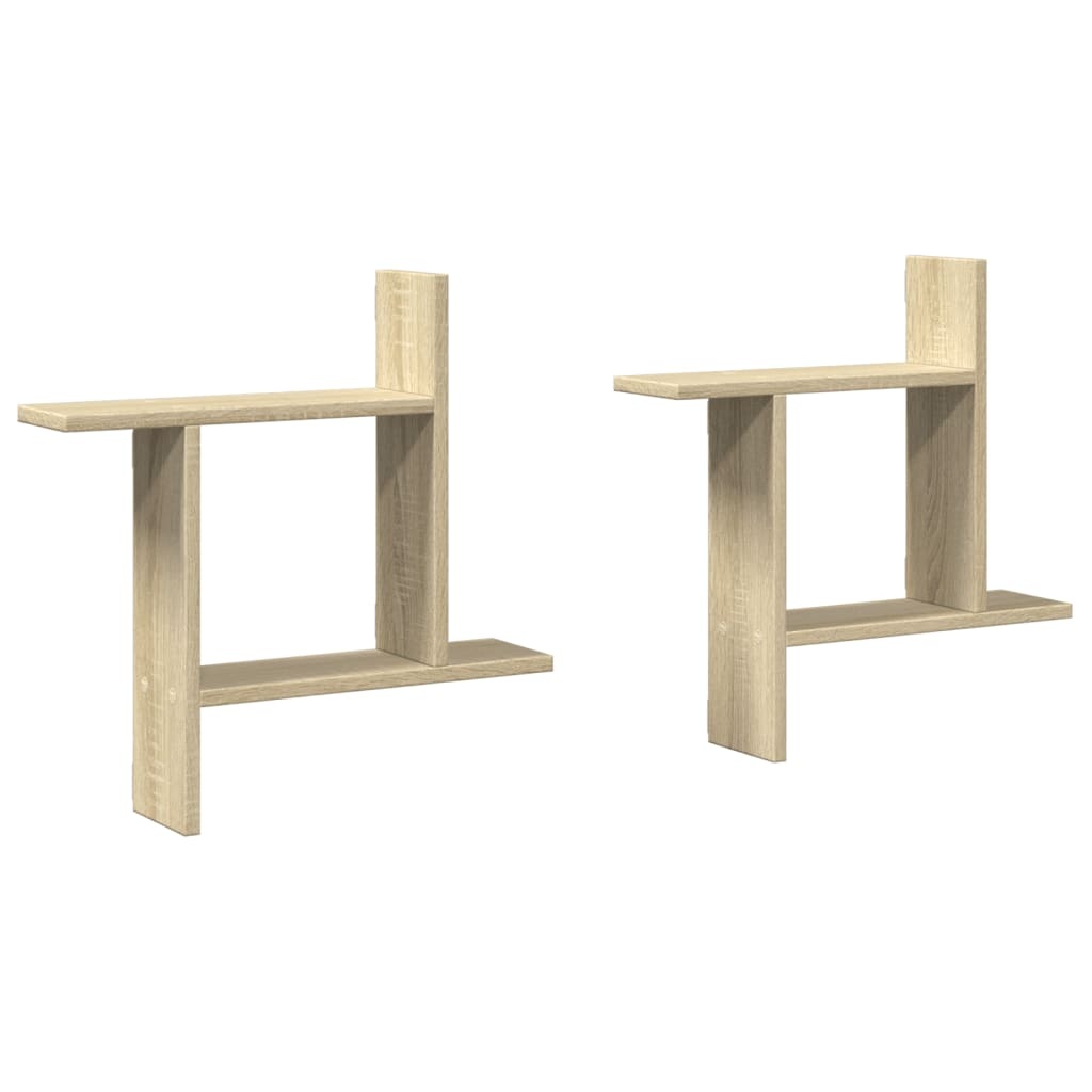 VidaXL Wandschappen 2 st 50x12x50 cm bewerkt hout sonoma eikenkleurig