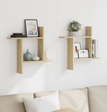VidaXL Wandschappen 2 st 50x12x50 cm bewerkt hout sonoma eikenkleurig