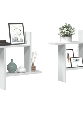 VidaXL Wandschappen 2 st 50x12x50 cm bewerkt hout wit