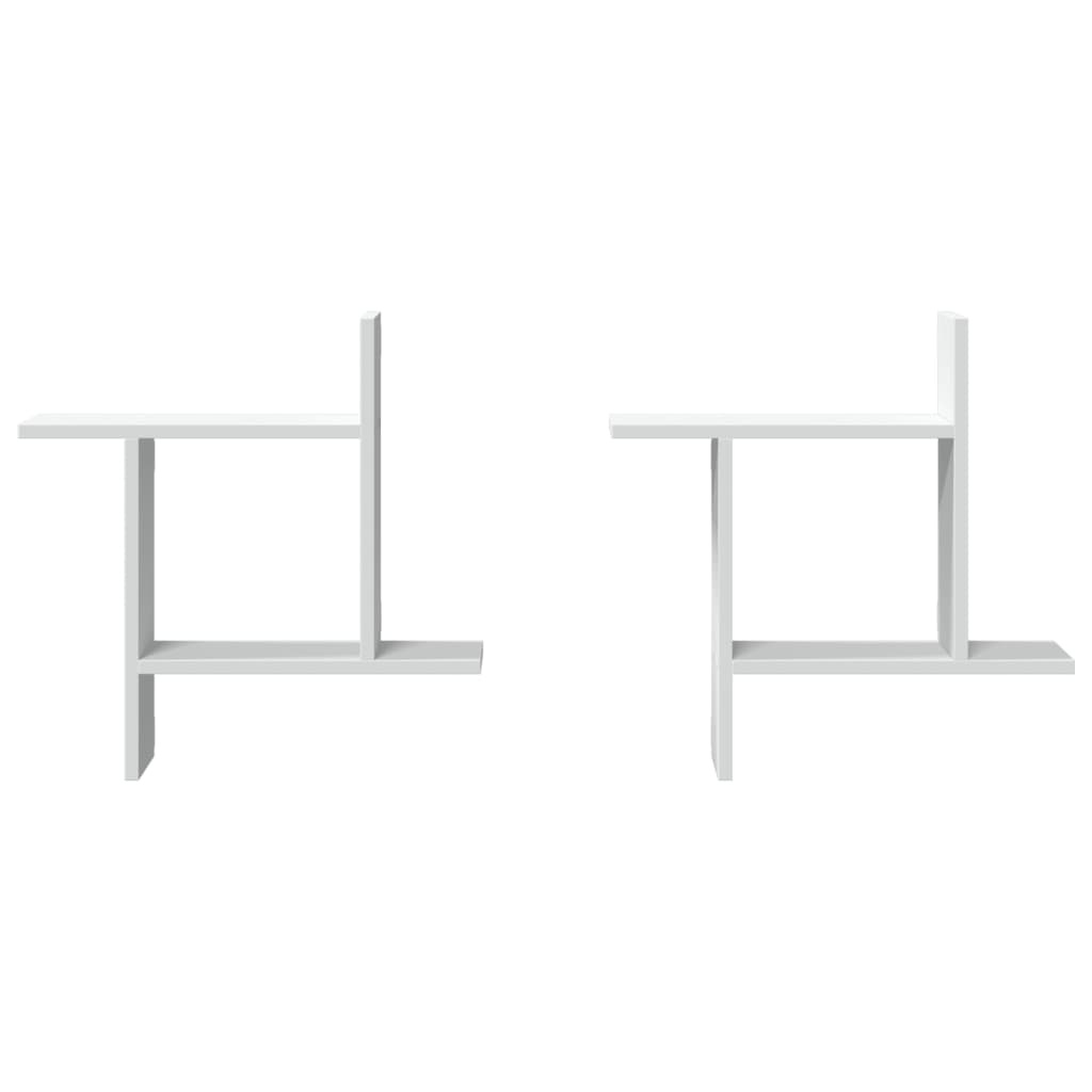 VidaXL Wandschappen 2 st 50x12x50 cm bewerkt hout wit