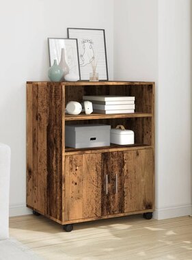 VidaXL Rolkast 60x48x81 cm bewerkt hout oud houtkleurig