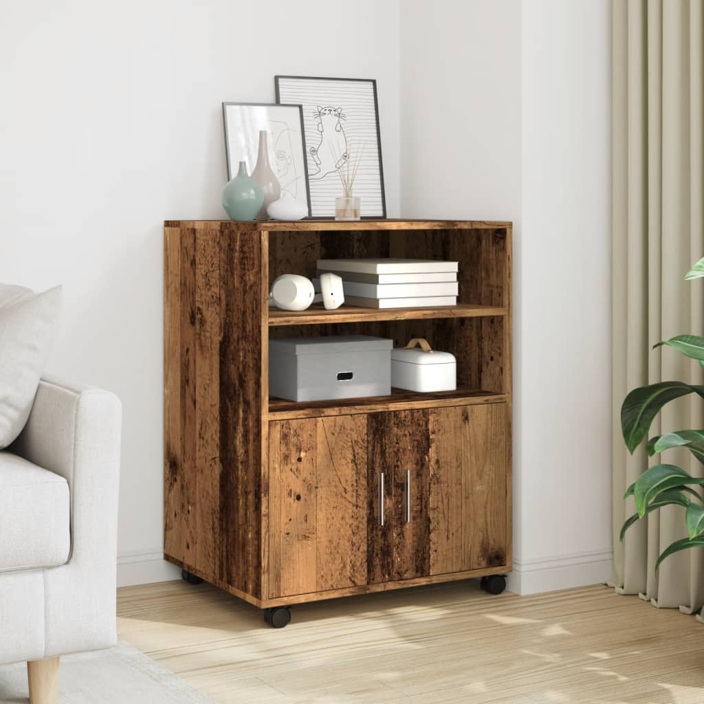 VidaXL Rolkast 60x48x81 cm bewerkt hout oud houtkleurig
