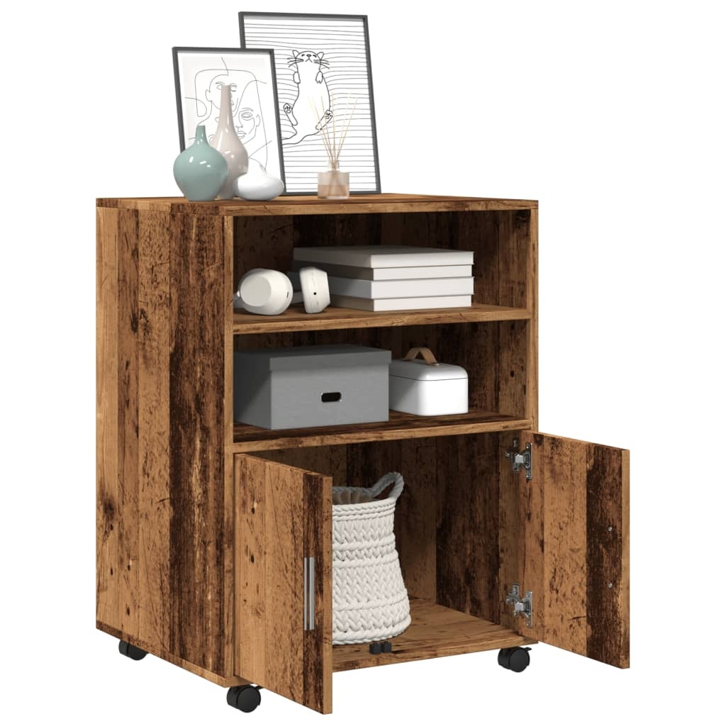 VidaXL Rolkast 60x48x81 cm bewerkt hout oud houtkleurig