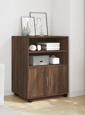 VidaXL Rolkast 60x48x81 cm bewerkt hout bruin eikenkleur