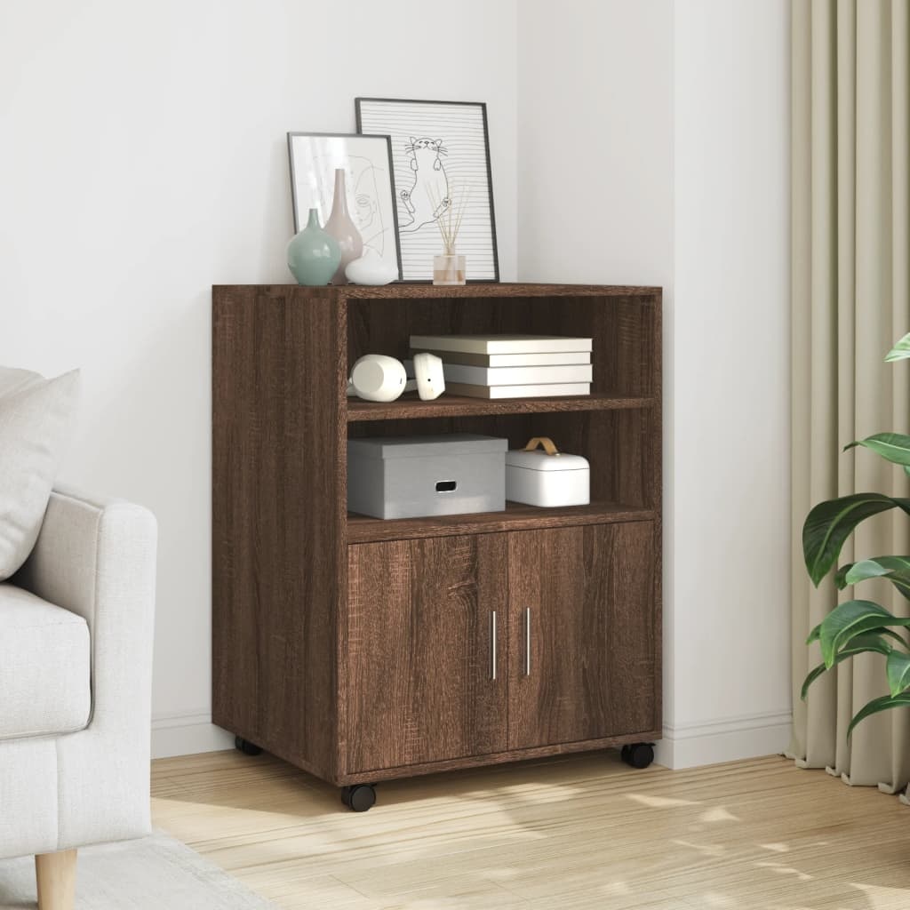 VidaXL Rolkast 60x48x81 cm bewerkt hout bruin eikenkleur