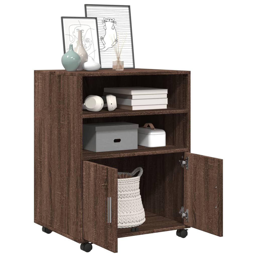 VidaXL Rolkast 60x48x81 cm bewerkt hout bruin eikenkleur