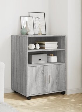 VidaXL Rolkast 60x48x81 cm bewerkt hout grijs sonoma eikenkleurig