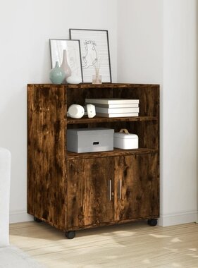 VidaXL Rolkast 60x48x81 cm bewerkt hout gerookt eikenkleurig