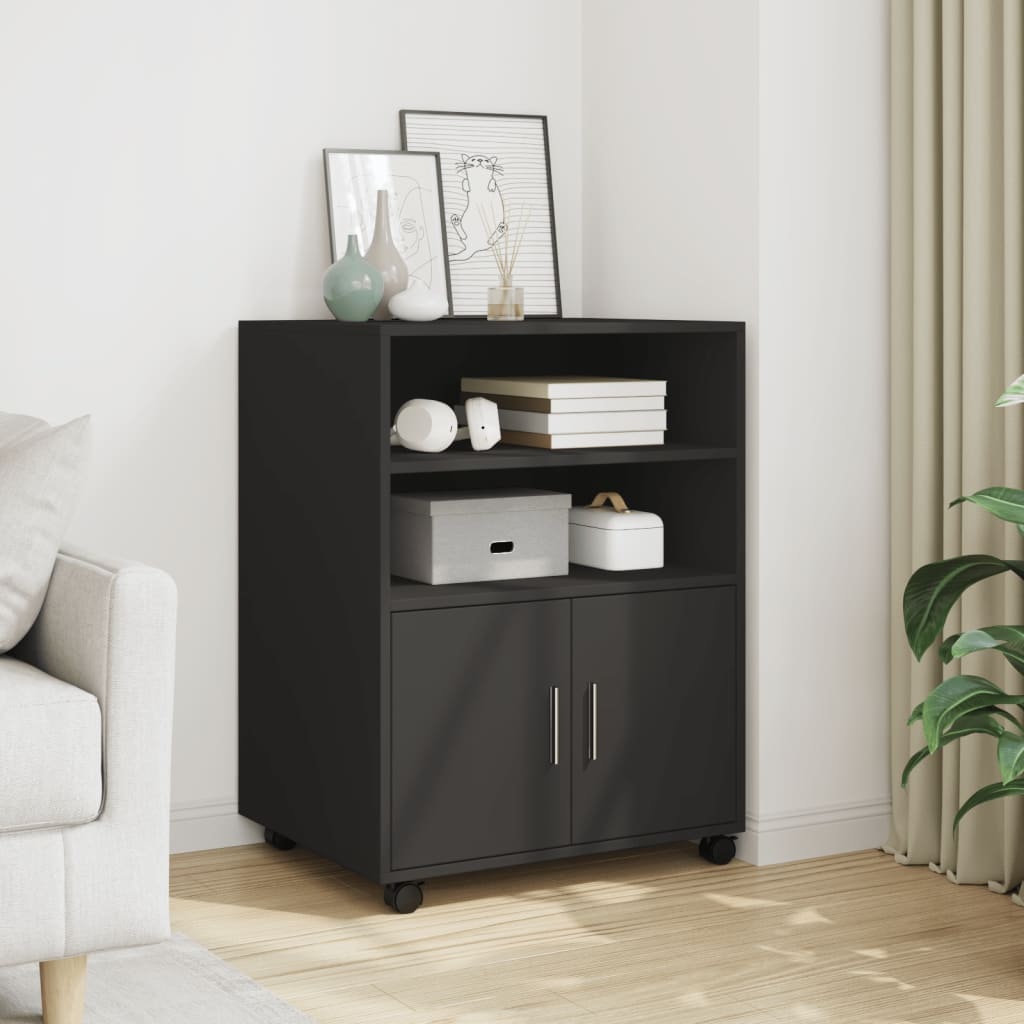 VidaXL Rolkast 60x48x81 cm bewerkt hout zwart