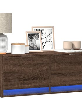 VidaXL Tv-wandmeubel met LED-verlichting 100x31x35 cm bruin eikenkleur