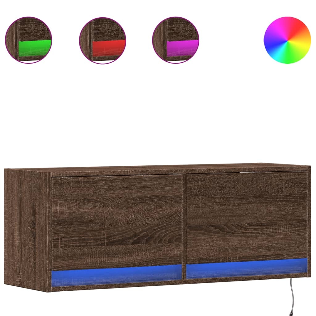 VidaXL Tv-wandmeubel met LED-verlichting 100x31x35 cm bruin eikenkleur