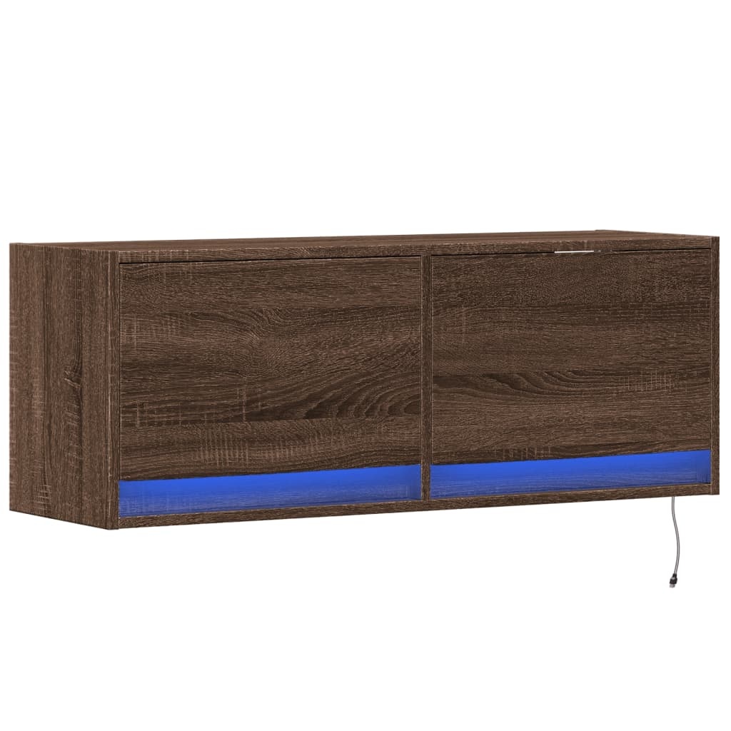 VidaXL Tv-wandmeubel met LED-verlichting 100x31x35 cm bruin eikenkleur