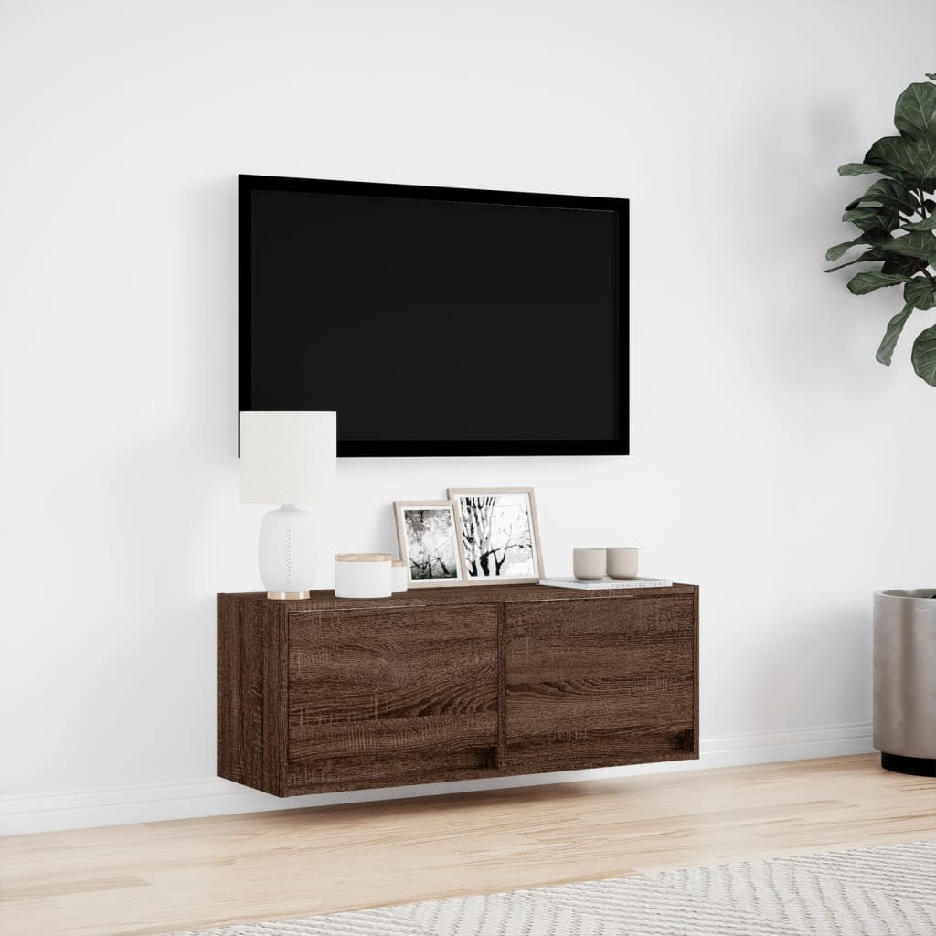 VidaXL Tv-wandmeubel met LED-verlichting 100x31x35 cm bruin eikenkleur